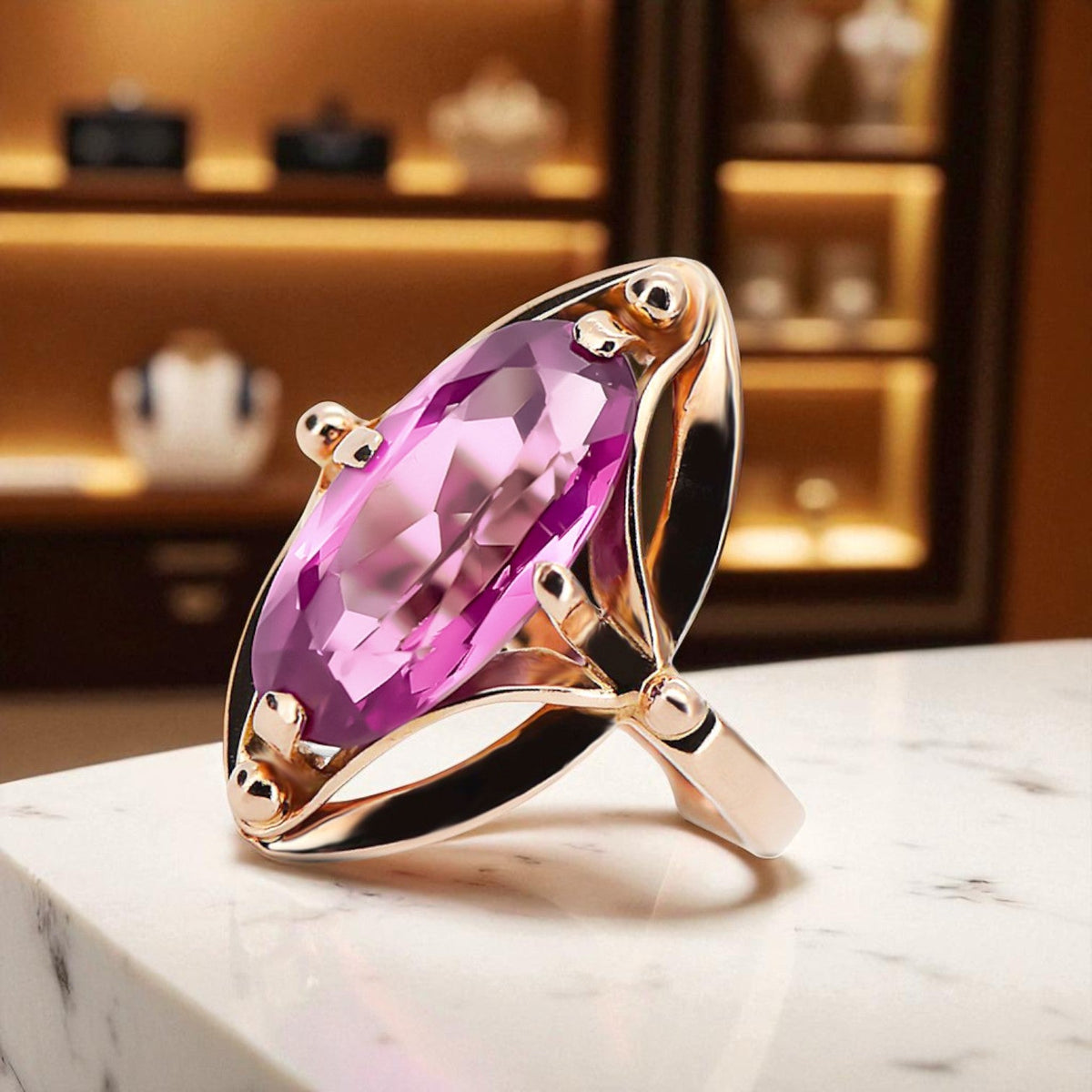 Vintage Amethyst Ring in 14K Rose Gold (vrc047r-am)
