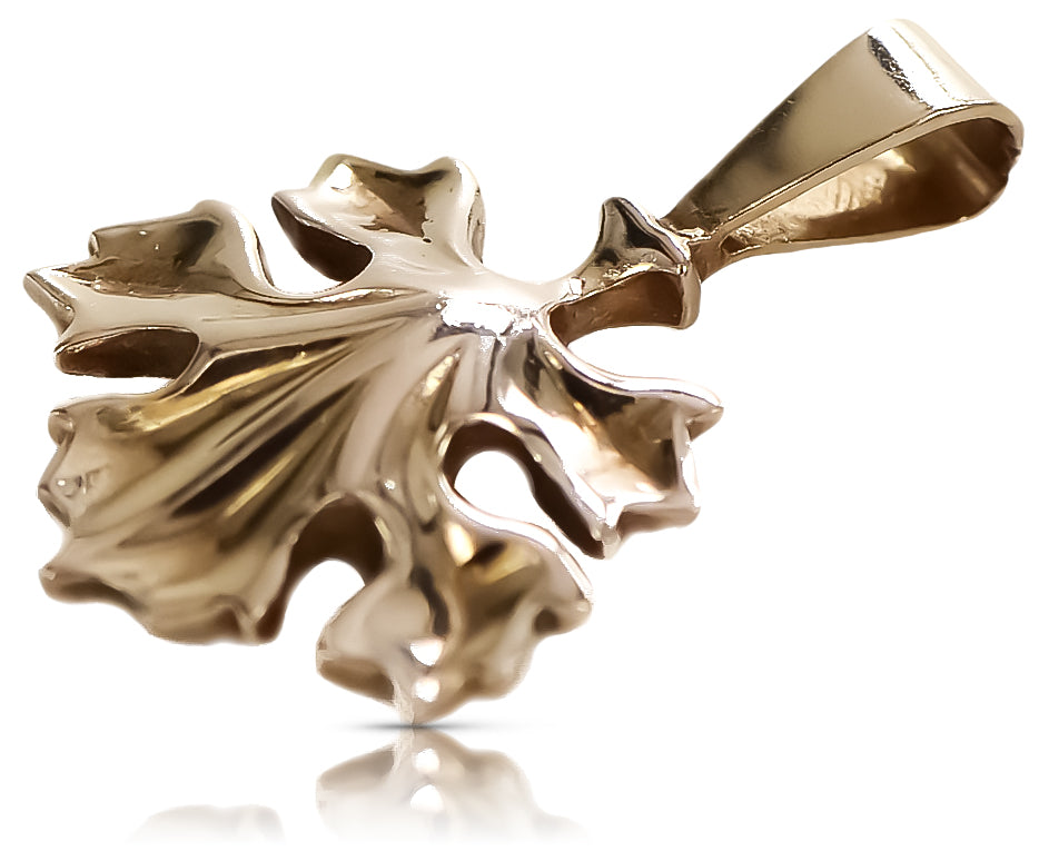 Vintage Leaf Pendant in 14K Rose Gold (vpn077) — view 4