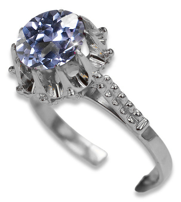 Vintage Alexandrite Ring in Sterling Silver (vrc045s-ax) — worn on the neckline, showing the drape