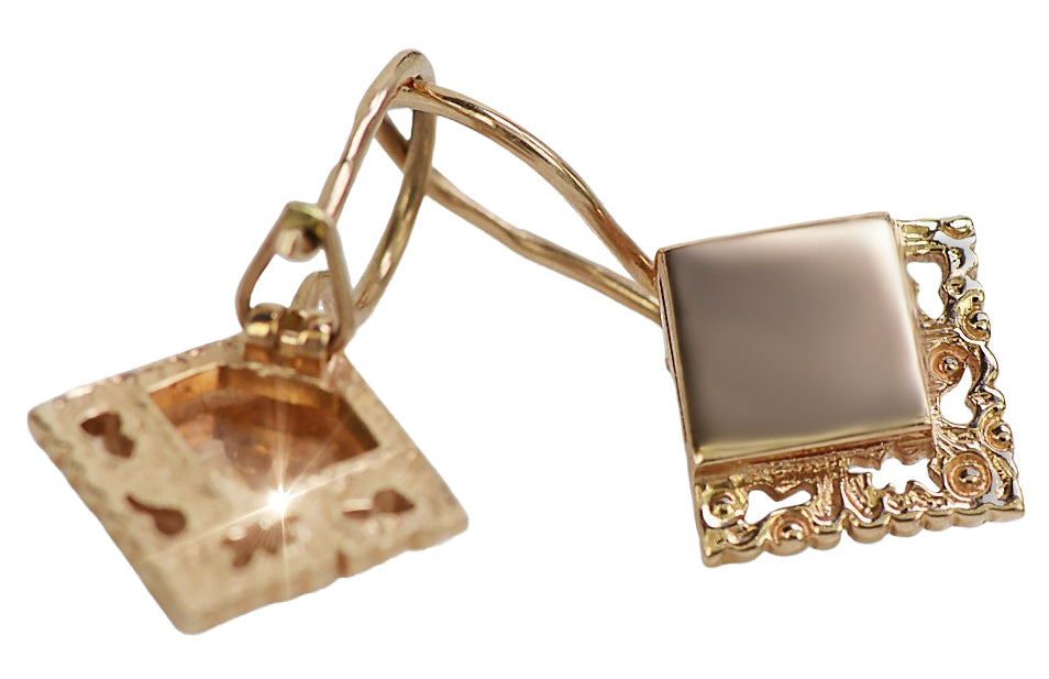 Vintage Square Earrings in 14K Rose Gold (ven006)