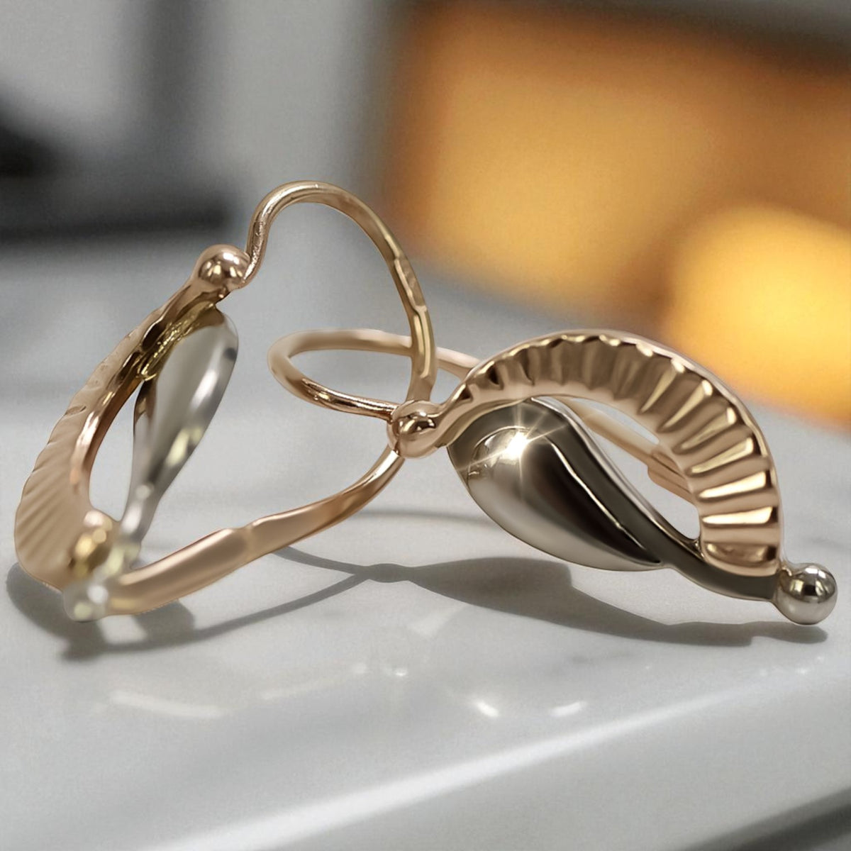 Vintage Leaf Earrings in 14K Rose Gold (ven065)