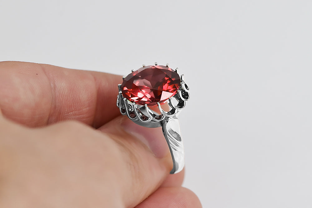 Vintage Ruby Craft Ring in Sterling Silver (vrc035s-rb) — full view of the piece
