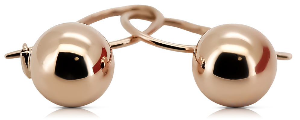 Vintage Ball Earrings in 14K Rose Gold (ven007) — close-up of the stone and setting