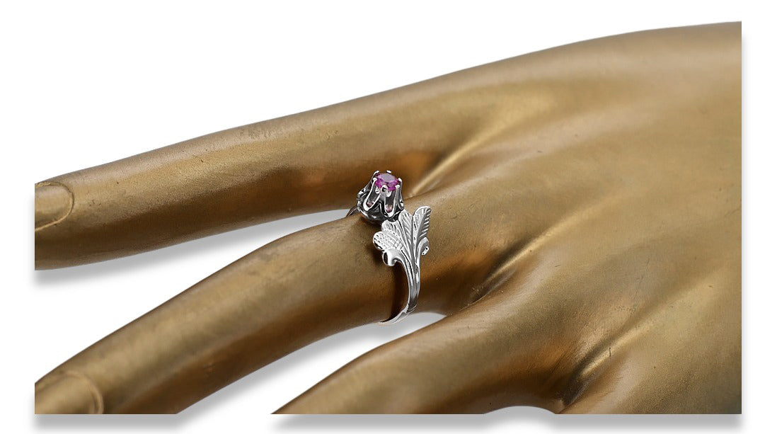 Vintage Ruby Ring in Sterling Silver (vrc169s-rb) — close-up of the hallmark on the inner band