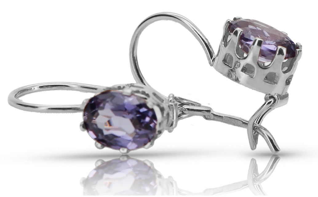 Vintage Alexandrite Earrings in Sterling Silver (vec196s-ax)