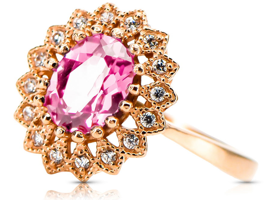 Vintage Amethyst Ring in 14K Rose Gold (crc012r-am) — close-up of the hallmark on the inner band