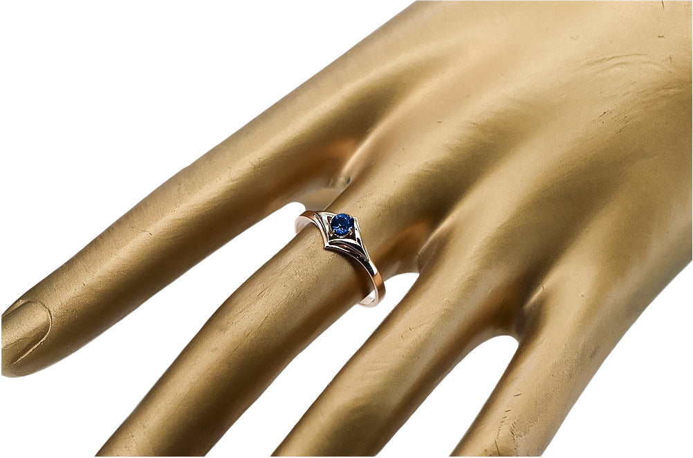 Vintage Sapphire Ring in 14K Rose Gold (vrc351r-sp) — full view of the piece