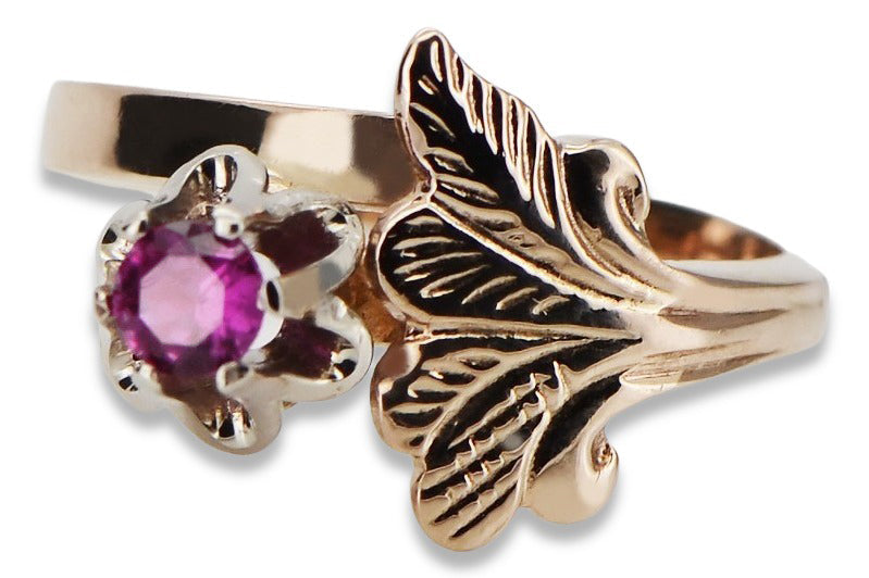 Vintage Amethyst Ring in 14K Rose Gold (vrc169r-am) — close-up of the hallmark on the inner band
