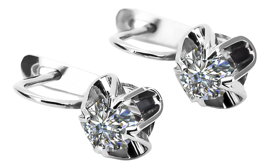 Vintage Zircon Earrings in 14K Rose Gold (vec018s-zi) — worn on the hand, showing profile