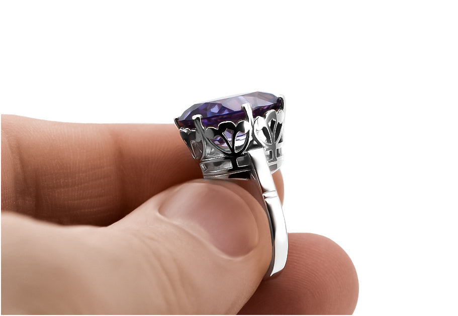 Vintage Alexandrite Ring in Sterling Silver (vrc130s-ax)