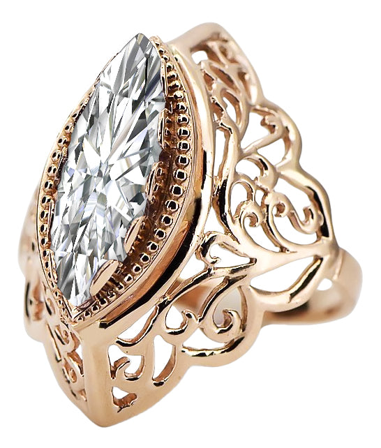 Vintage Zircon Ring in 14K Rose Gold (vrc017r-zi) — full view of the piece