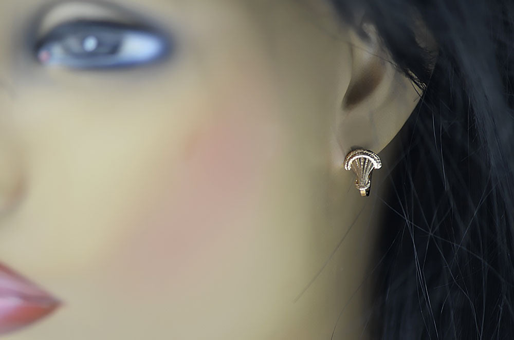 Vintage Leaf Earrings in 14K Rose Gold (ven214)