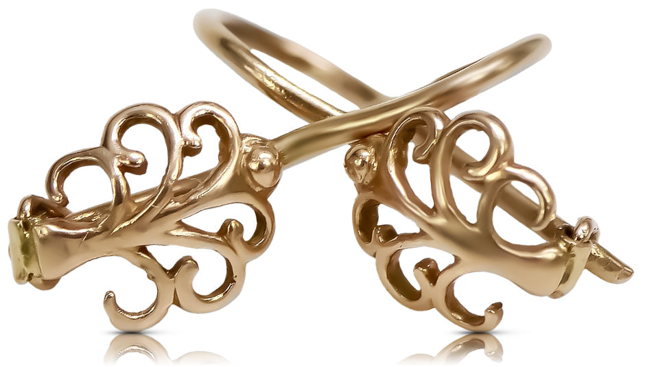 Vintage Leaf Earrings in 14K Rose Gold (ven201)