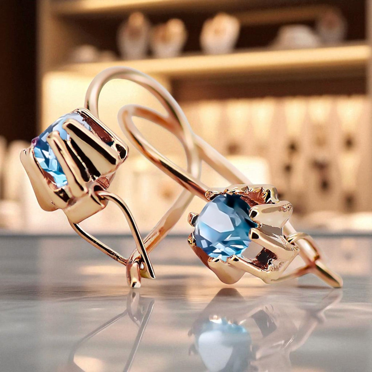 Vintage Aquamarine Earrings in 14K Rose Gold (vec053r-aq)