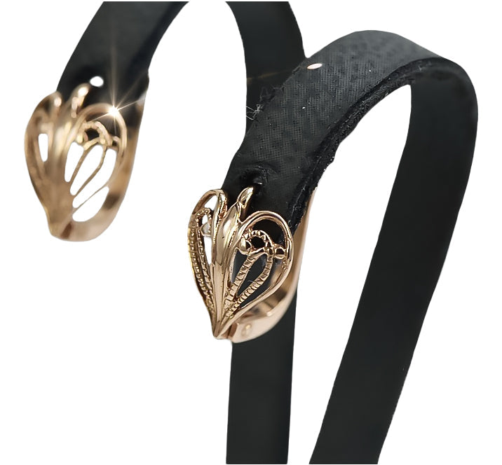 Vintage Heart Earrings in 14K Rose Gold (ven076) — side view showing the setting