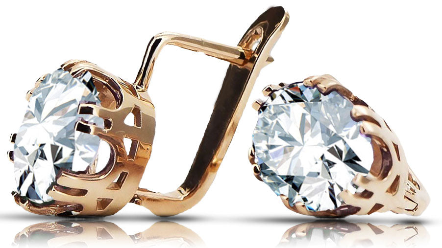 Vintage Zircon Earrings in 14K Rose Gold (vec016r-zi) — full view of the piece