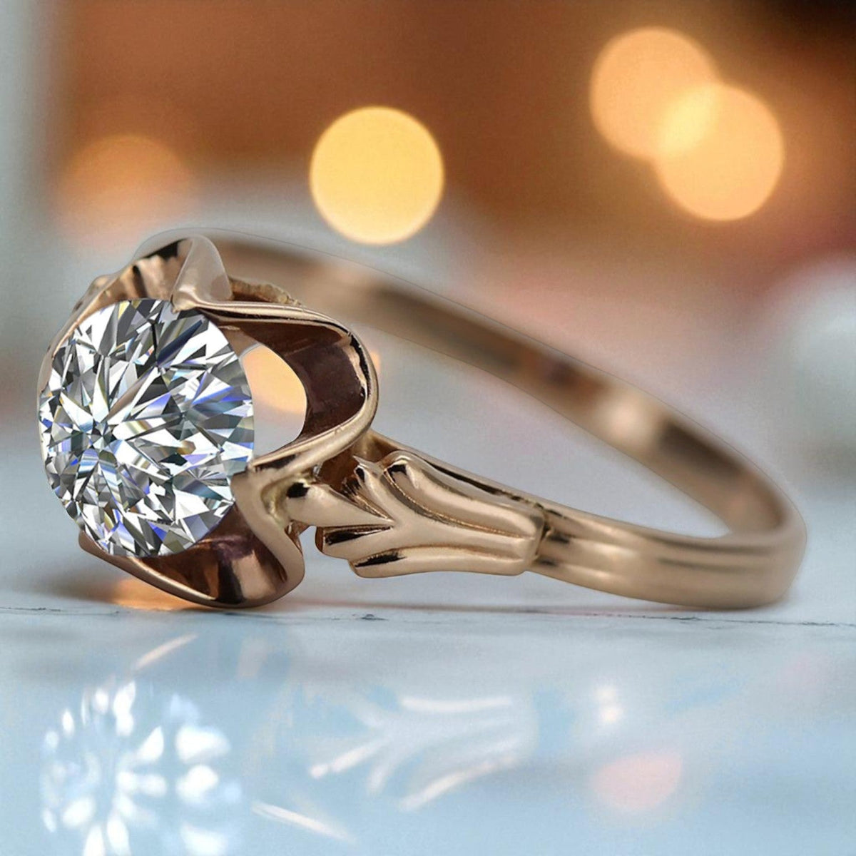 Vintage Zircon Cubic Ring in 14K Rose Gold (vrc023r-zi)