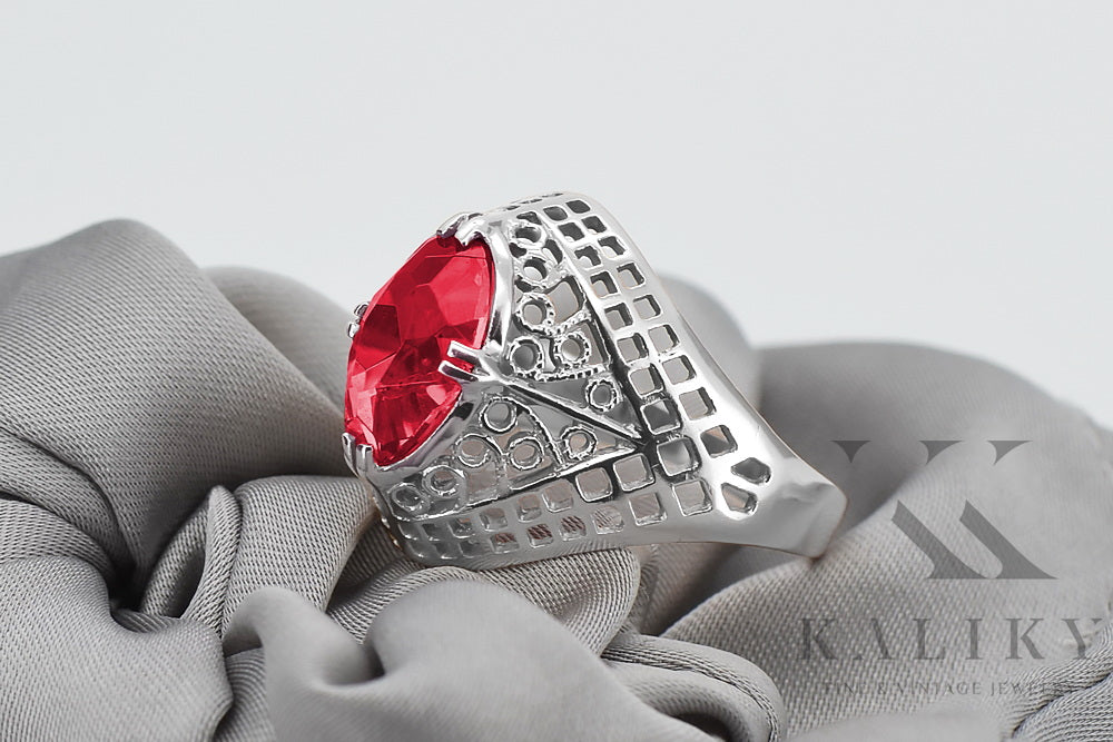 Vintage Ruby Ring in Sterling Silver (vrc030s-rb) — full view of the piece