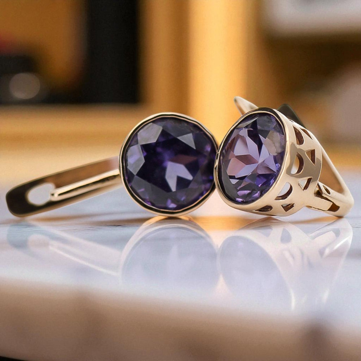 Vintage Alexandrite Earrings in 14K Rose Gold (vec107r-ax)