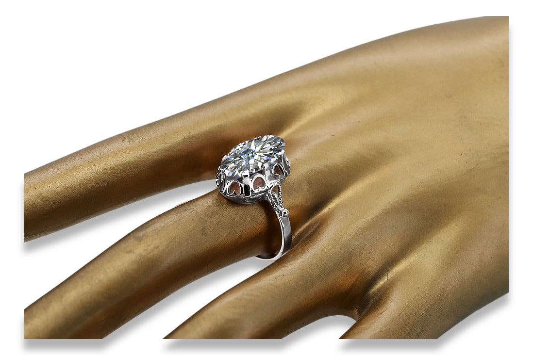 Vintage Zircon Zircone Ring in Sterling Silver (vrc134s-zi) — close-up of the stone and setting