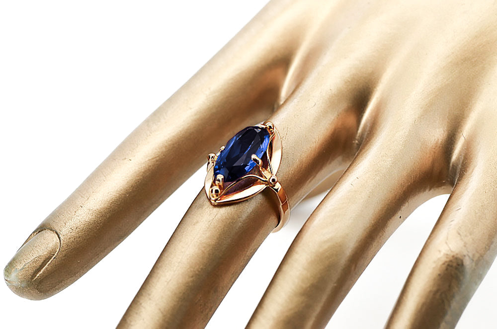 Vintage Sapphire Ring in 14K Rose Gold (vrc047r-sp) — full view of the piece