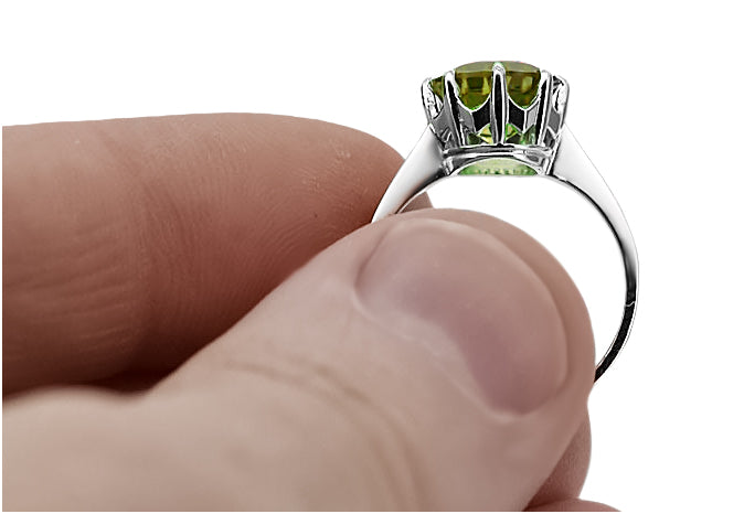 Vintage Yellow Peridot Ring in Sterling Silver (vrc157s-yp) — full view of the piece