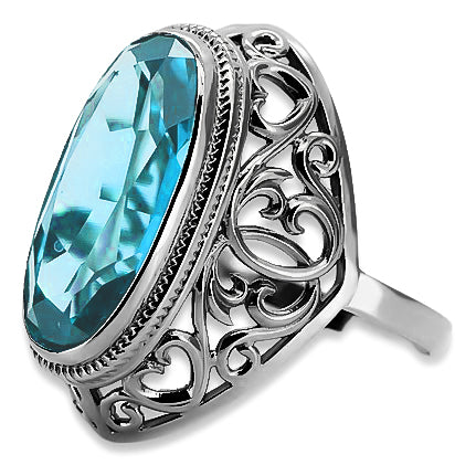 Vintage Aquamarine Ring in Sterling Silver (vrc184s-aq) — side view showing the setting