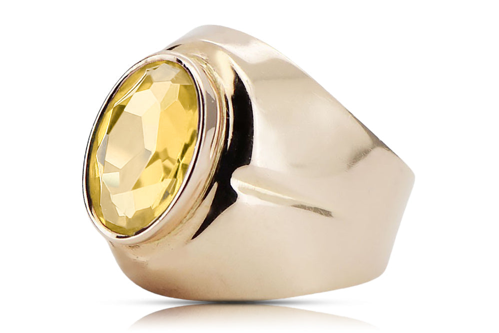 Vintage Yellow Peridot Ring in 14K Rose Gold (vrc296r-yp) — full view of the piece