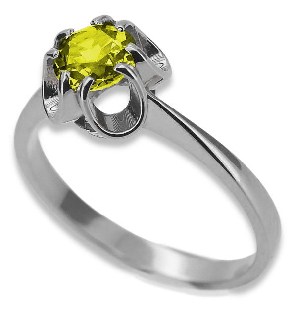 Vintage Yellow Peridot Ring in Sterling Silver (vrc348s-yp)