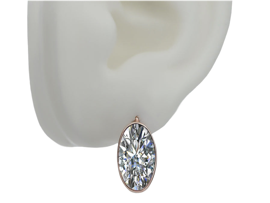 Vintage Zircon Earrings in 14K Rose Gold (vec001r-zi) — side view showing the setting