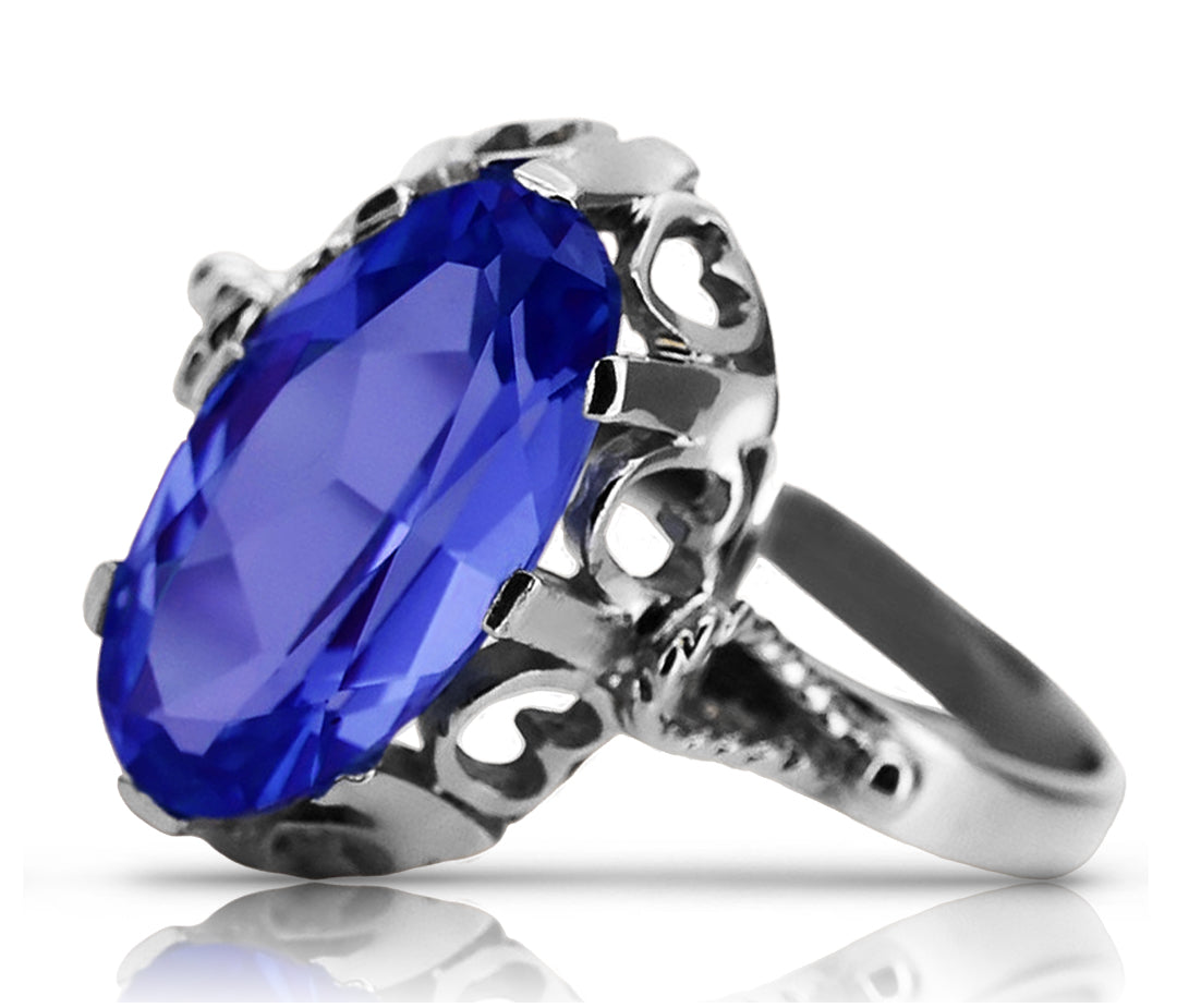 Vintage Sapphire Ring in Sterling Silver (vrc134s-sp) — full view of the piece