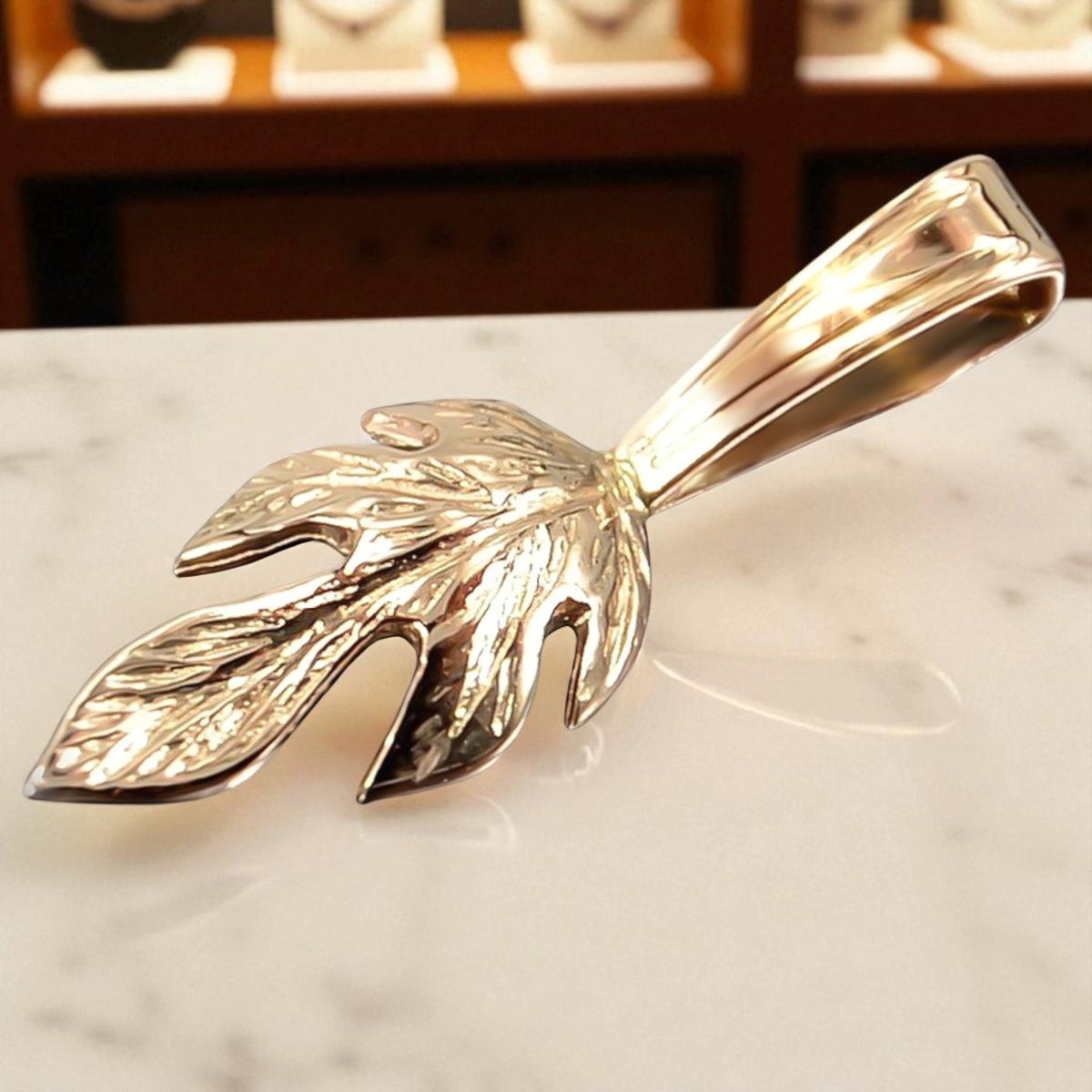 Vintage Leaf Pendant in Rose Gold-Plated Sterling Silver (vpn018rp)