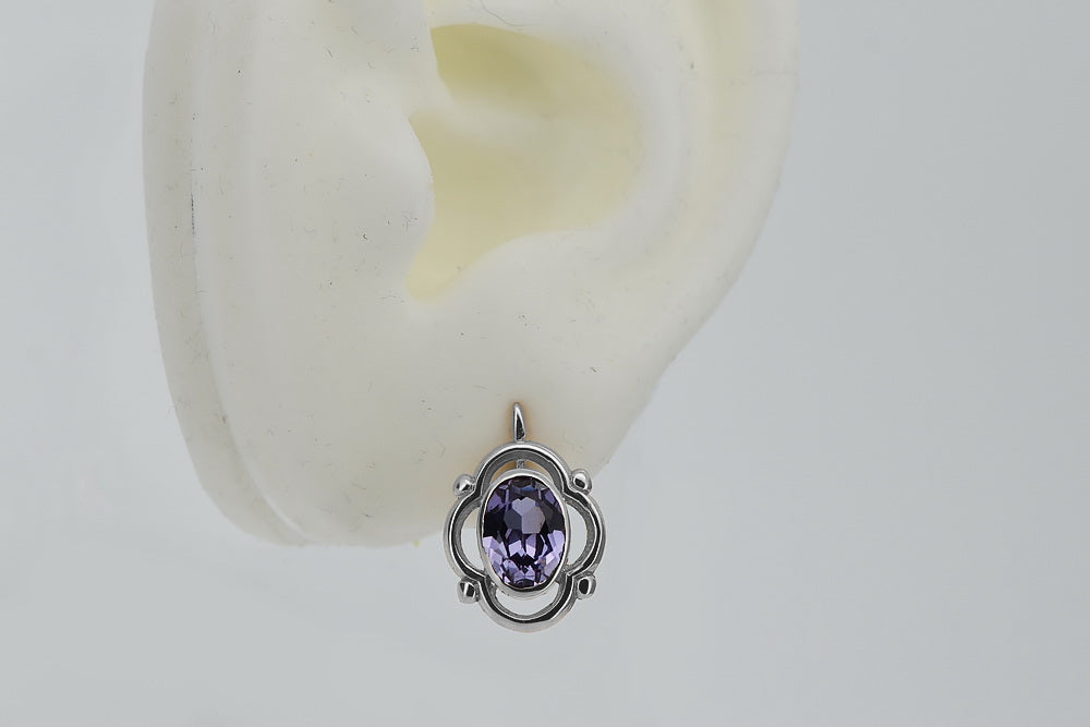 Vintage Alexandrite Earrings in Sterling Silver (vec033s-ax) — close-up of the hallmark on the inner band