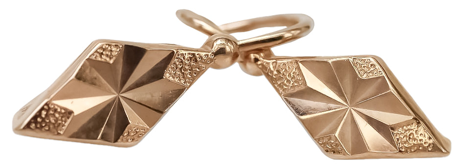 Vintage Square Earrings in 14K Rose Gold (ven060) — view 5