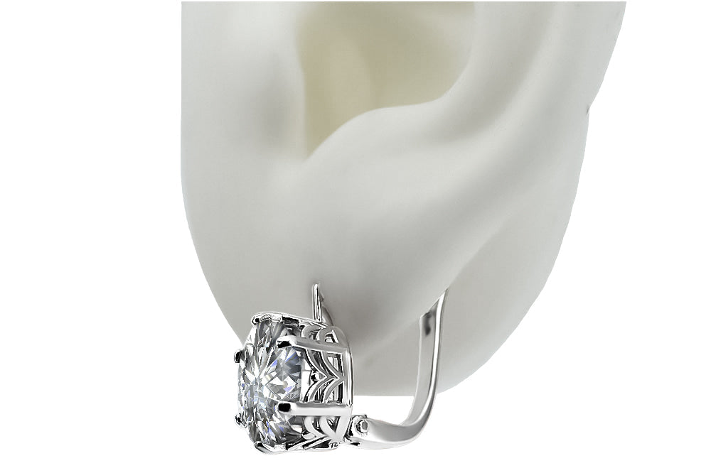 Vintage Zircon Ring Earrings in Sterling Silver (vec003s-zi) — full view of the piece