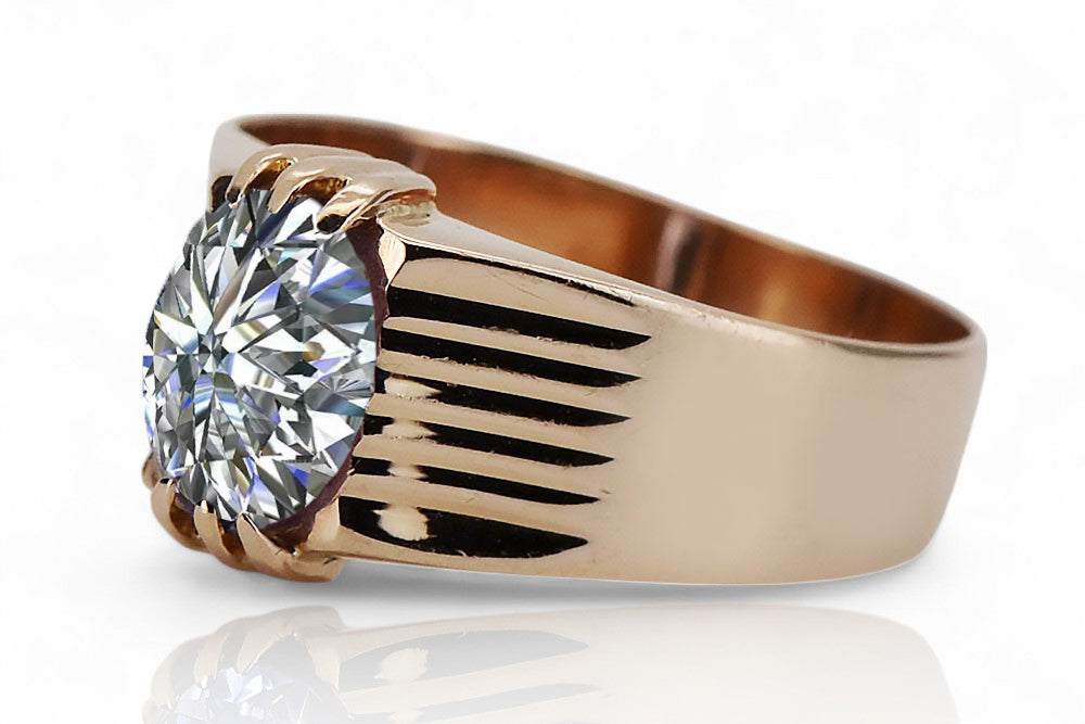 Vintage Zircon Craft Ring in 14K Rose Gold (vrc007r-zi) — worn on the hand, showing profile