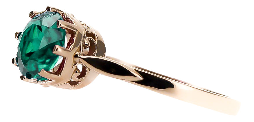 Vintage Emerald Craft Ring in 14K Rose Gold (vrc366r-em) — full view of the piece