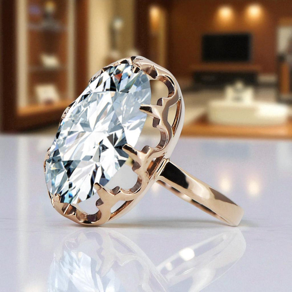 Vintage Zircon Craft Ring in 14K Rose Gold (vrc253r-zi)