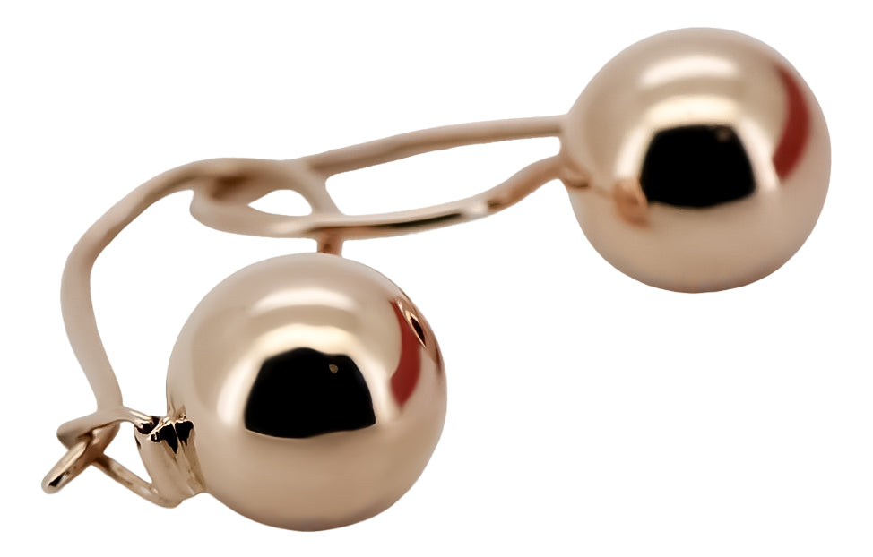 Vintage Ball Earrings in 14K Rose Gold (ven007) — side view showing the setting