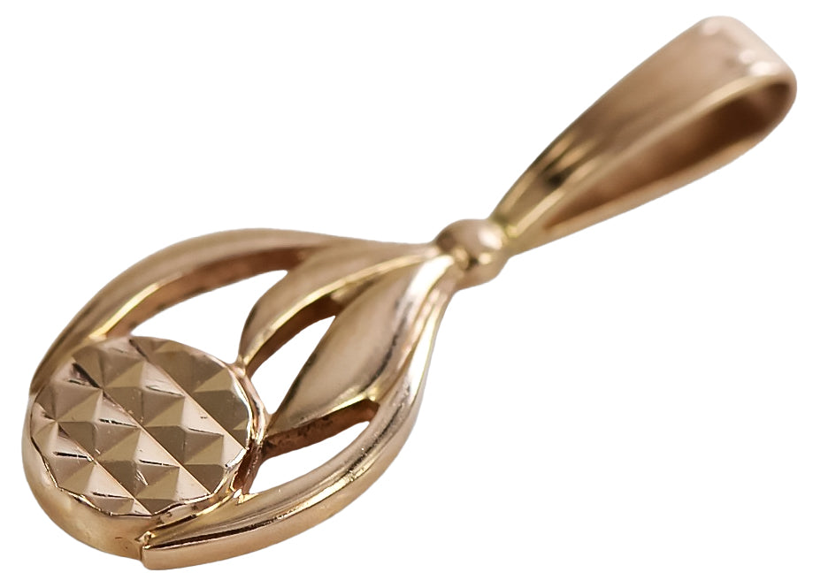 Vintage Leaf Pendant in 14K Rose Gold (vpn057) — view 4