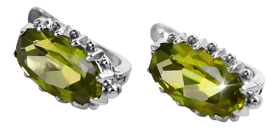 Vintage Yellow Peridot Earrings in Sterling Silver (vec174s-yp) — close-up of the hallmark on the inner band