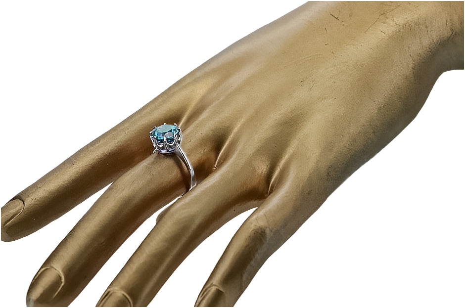Vintage Aquamarine Ring in Sterling Silver (vrc157s-aq) — side view showing the setting