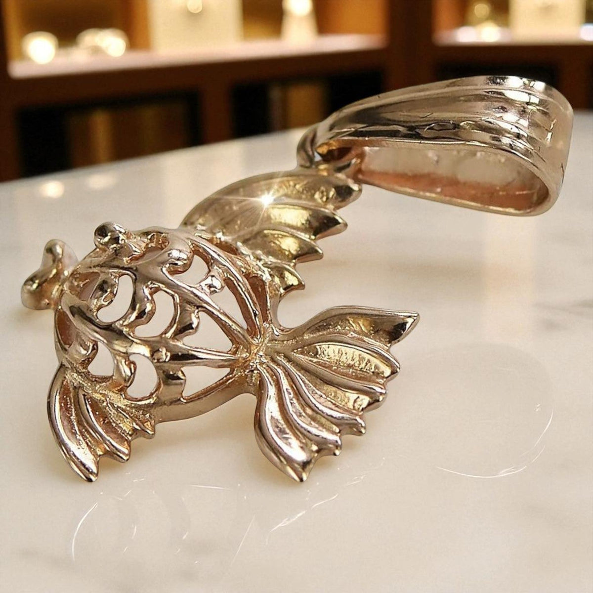 Vintage Fish Pendant in 14K Rose Gold (vpn021)