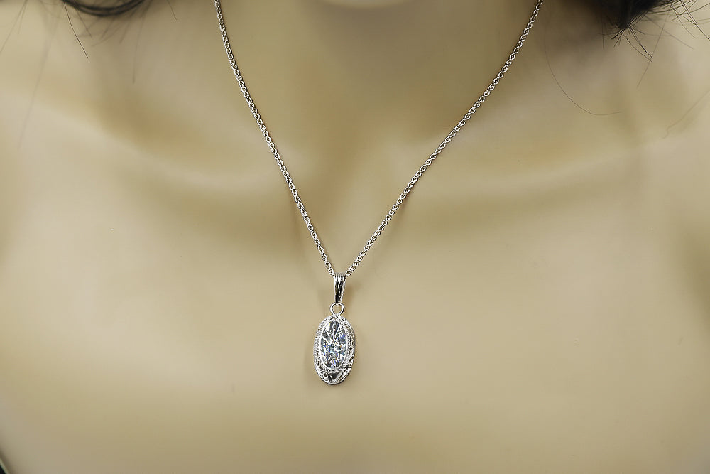 Vintage Zircon Zircone Pendant in Sterling Silver (vpc014s-zi) — full view of the piece