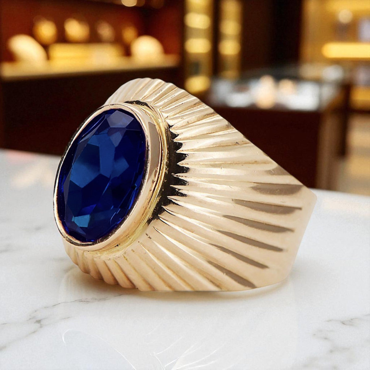 Vintage Sapphire Ring in 14K Rose Gold (vrc127r-sp)