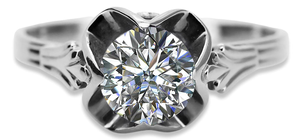 Vintage Zircon Ring in Sterling Silver (vrc023s-zi) — side view showing the setting