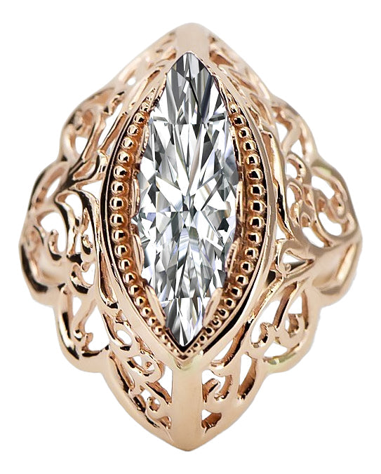 Vintage Zircon Ring in 14K Rose Gold (vrc017r-zi) — close-up of the stone and setting