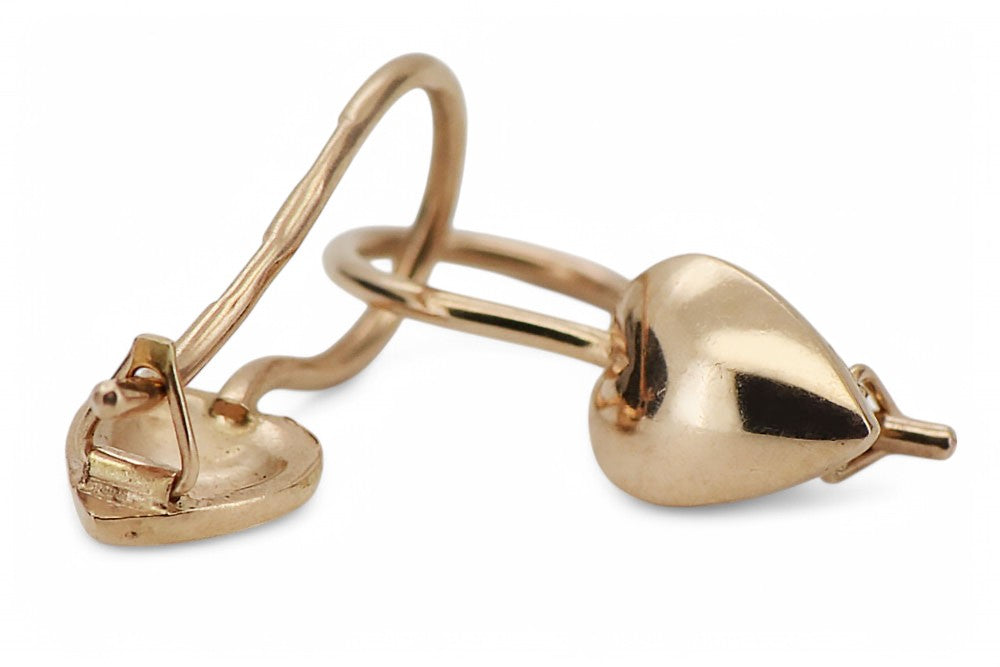 Vintage Heart Earrings in 14K Rose Gold (ven066) — view 4