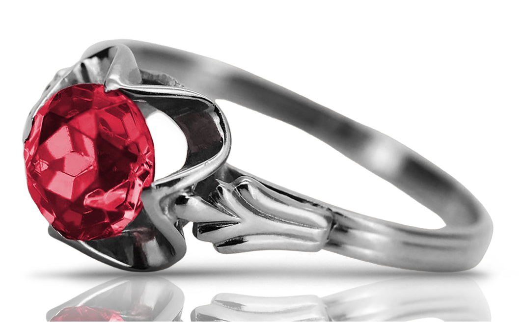 Vintage Ruby Ring in Sterling Silver (vrc023s-rb)