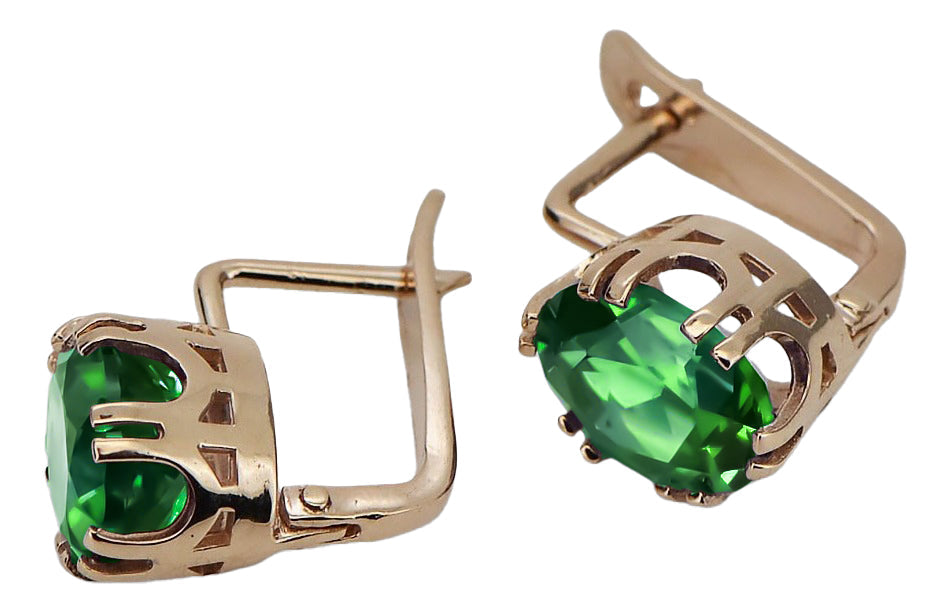 Vintage Emerald Earrings in 14K Rose Gold (vec016r-em) — close-up of the hallmark on the inner band